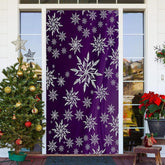 Aperturee - Purple White Snowflakes Simple Christmas Door Cover